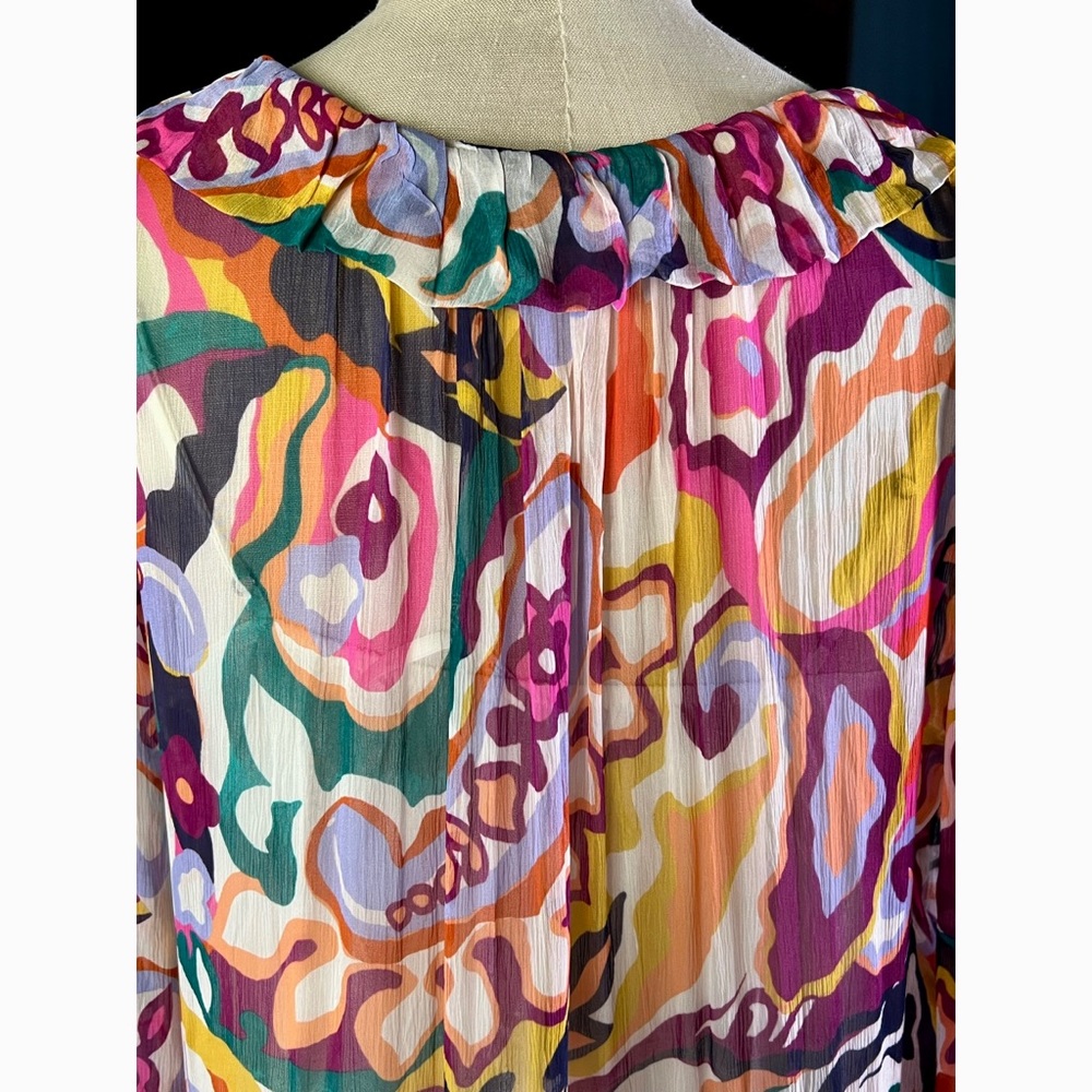 Anthropologie Marais Vibrant Abstract Tiered Maxi Dress - WITH SLIP - Picture 10 of 11